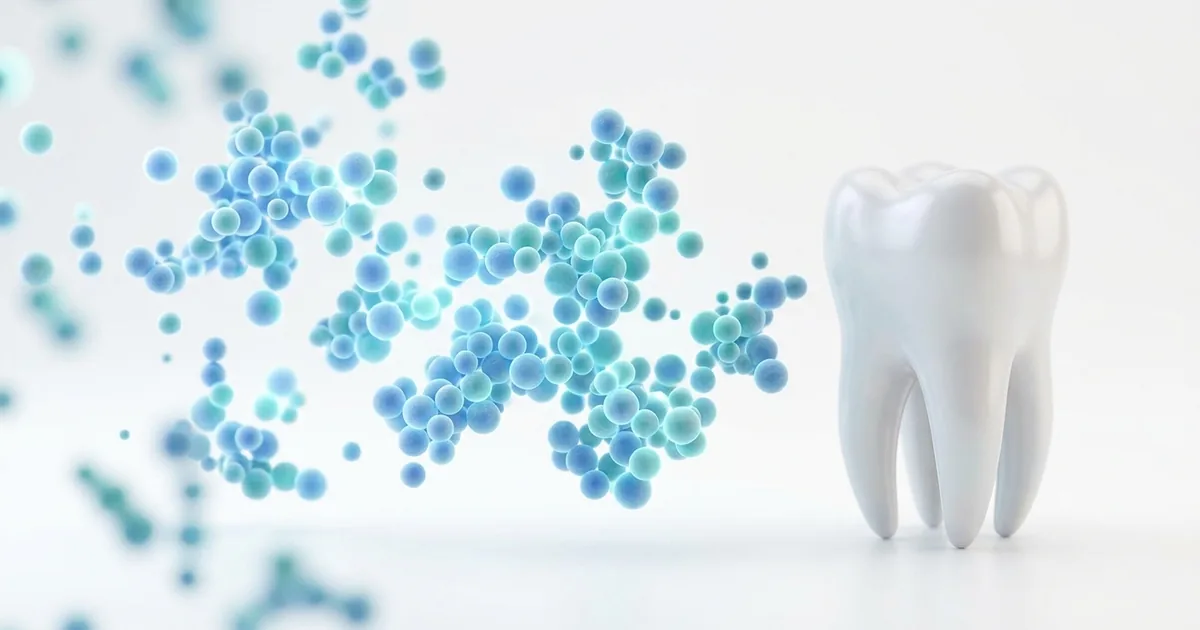 Close-up of healthy teeth and gums reflecting a balanced oral microbiome